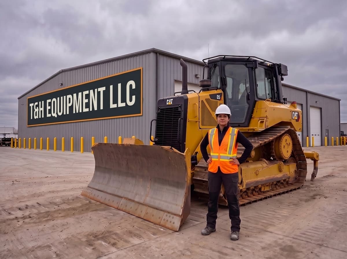 Priya Patel with CAT D6 Bulldozer